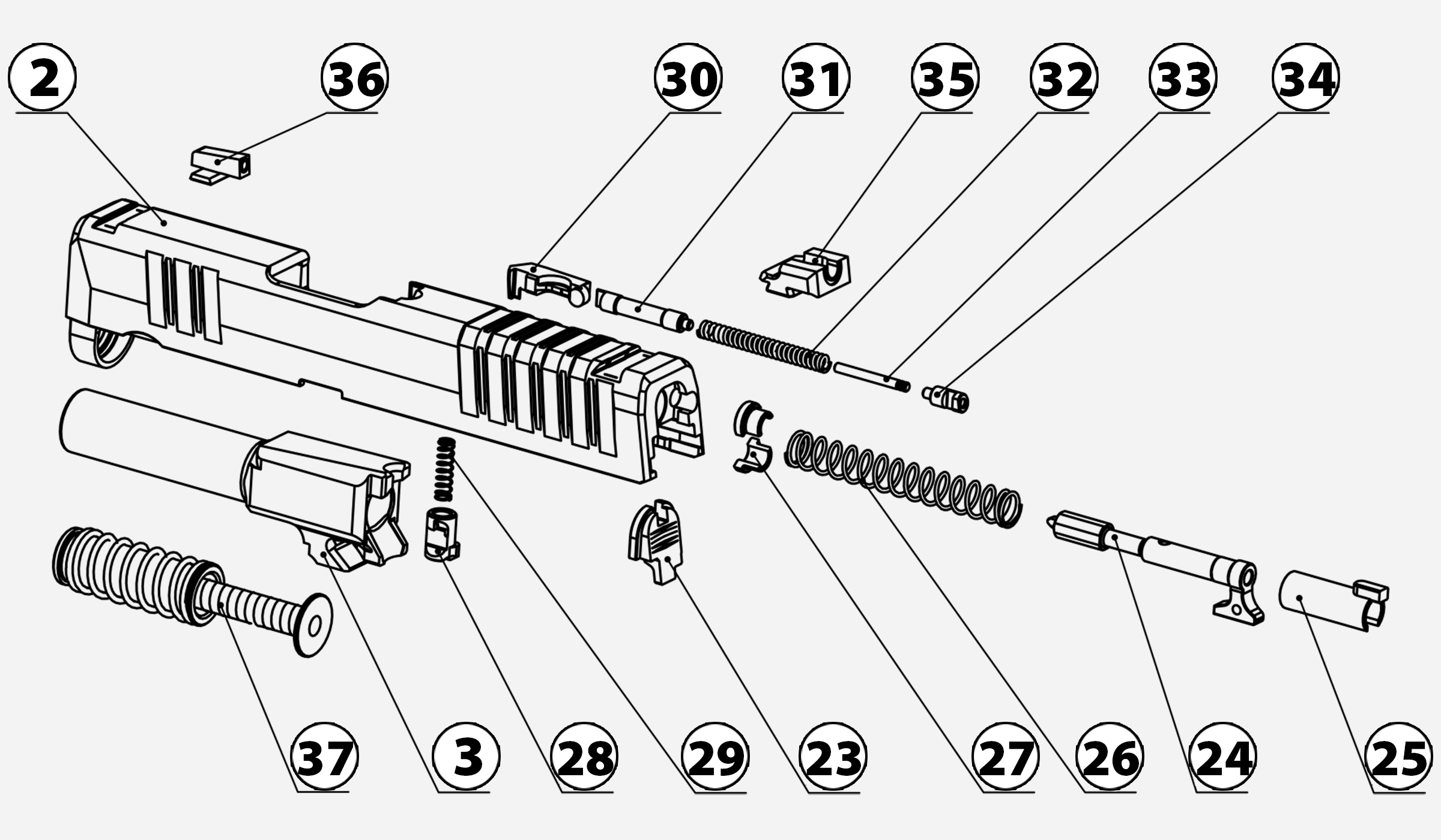 Interaktywny schemat części zamka pistoletu HS H11 Hellcat