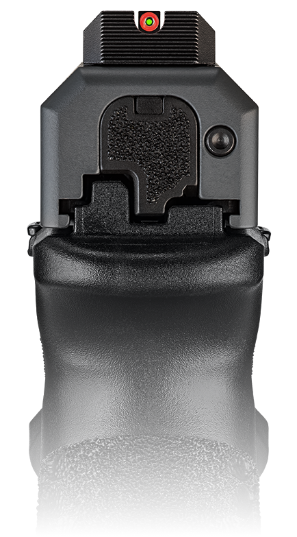 Springfield Armory Echelon Pro Comp – muszka trytowa z pomarańczowym pierścieniem i czarna ryflowana szczerbina